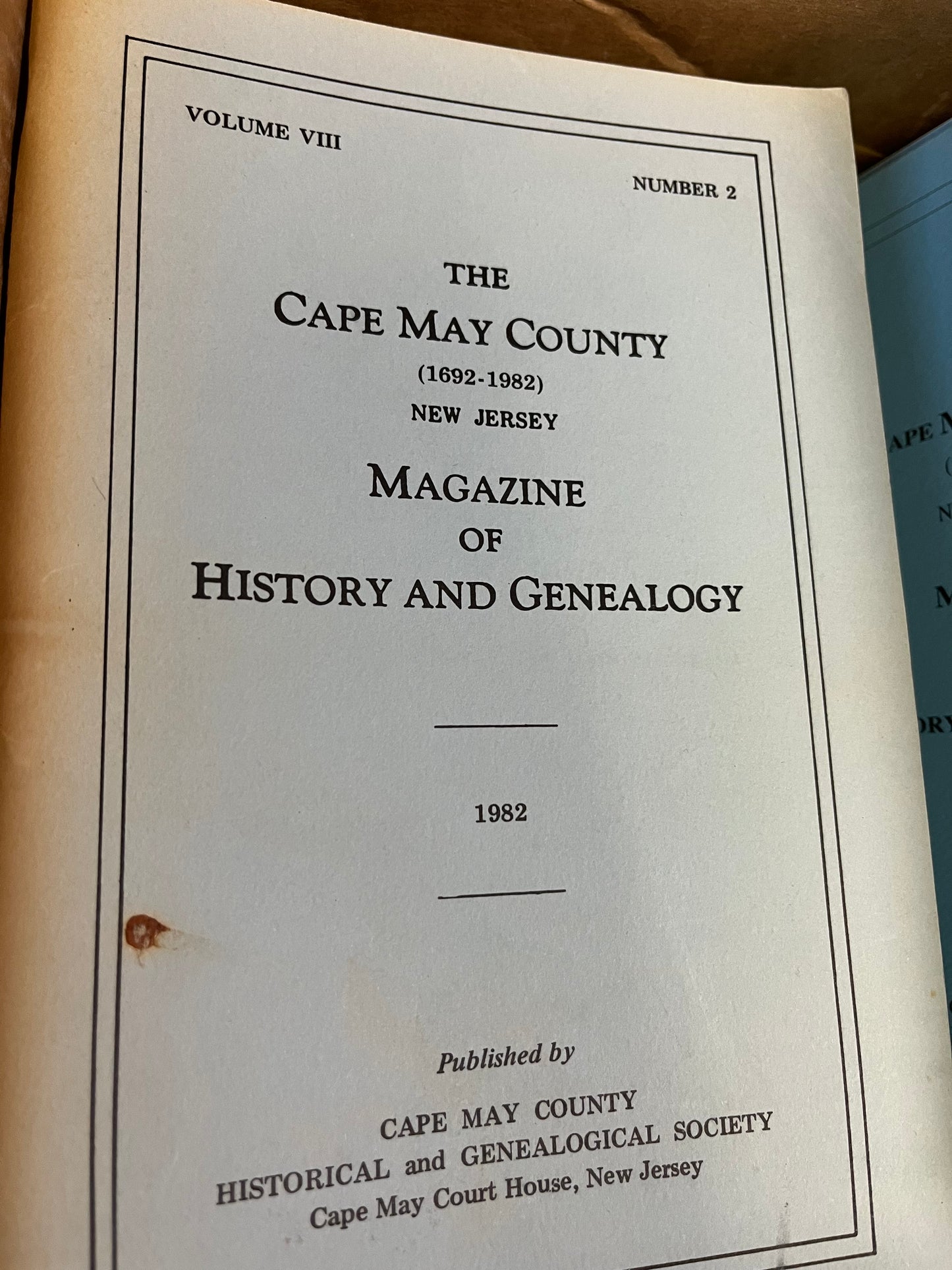 The Cape May County Magazine of History & Genealogy - 1982