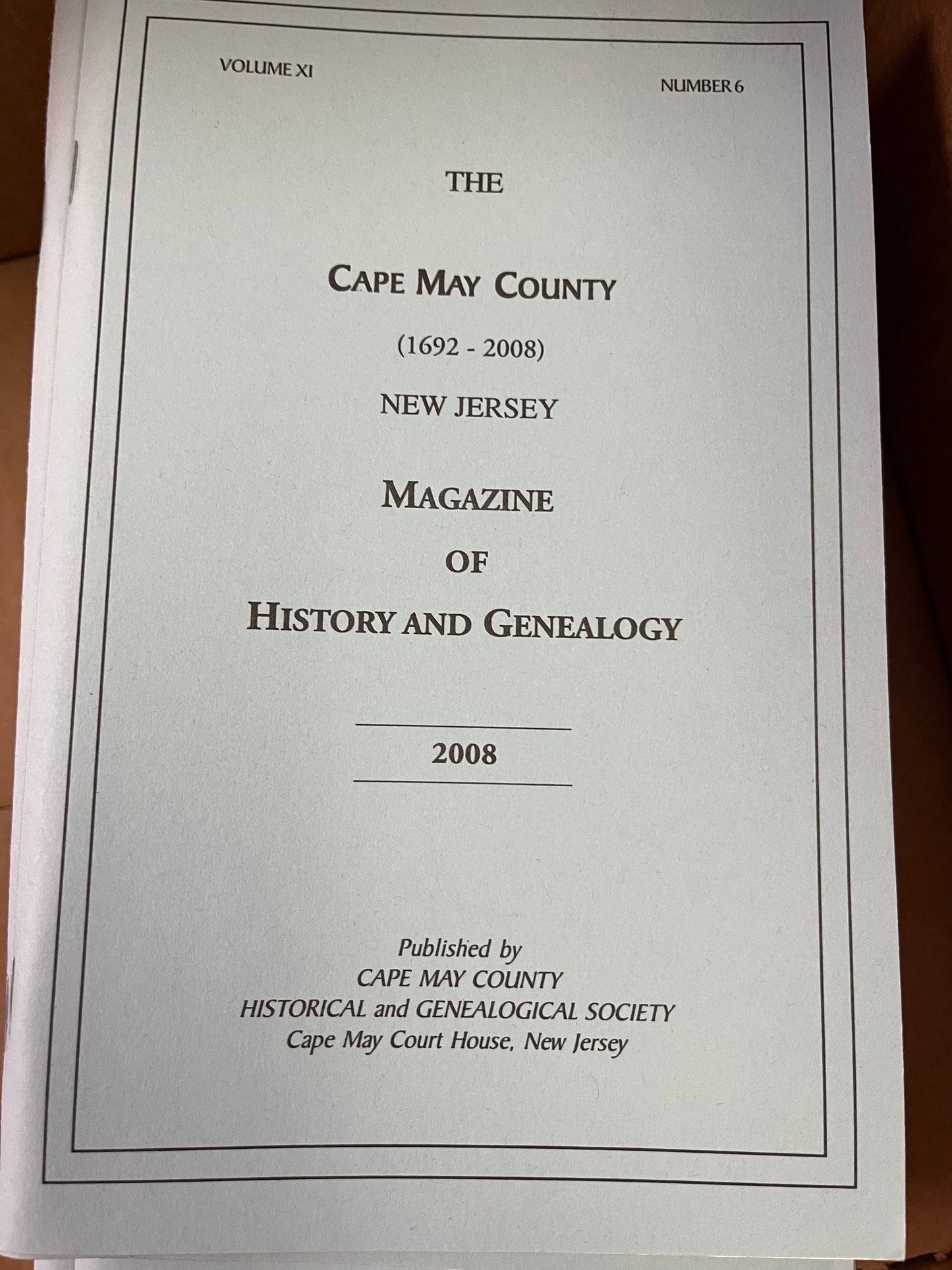 The Cape May County Magazine of History & Genealogy - 2008
