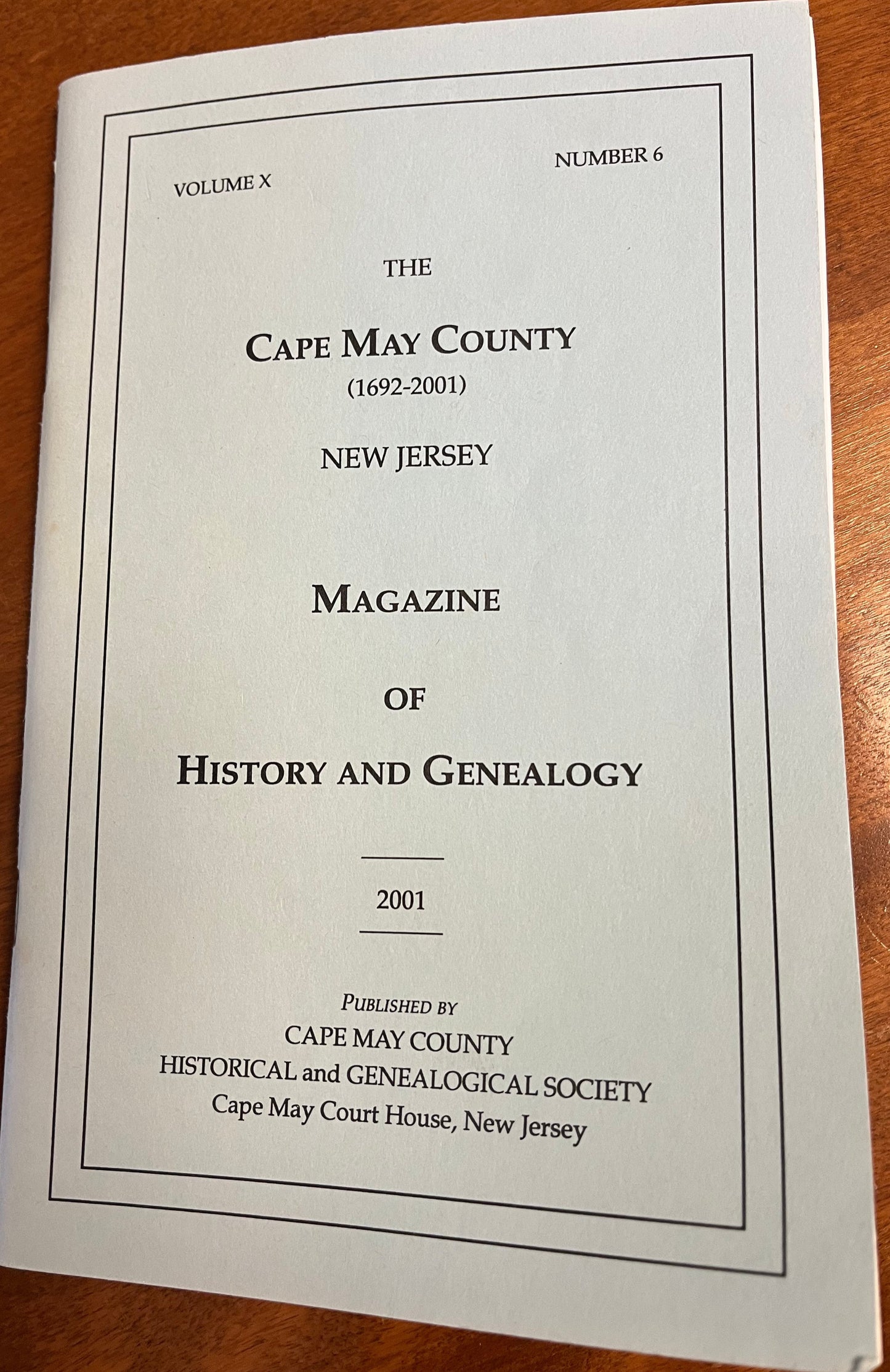 The Cape May County Magazine of History & Genealogy - 2001