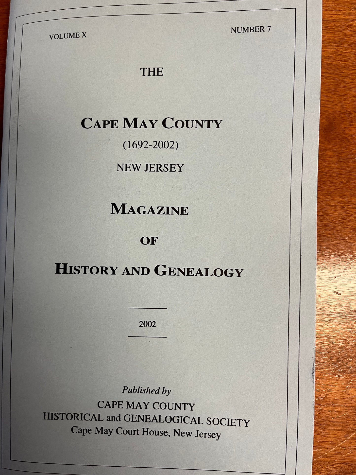 The Cape May County Magazine of History & Genealogy - 2002