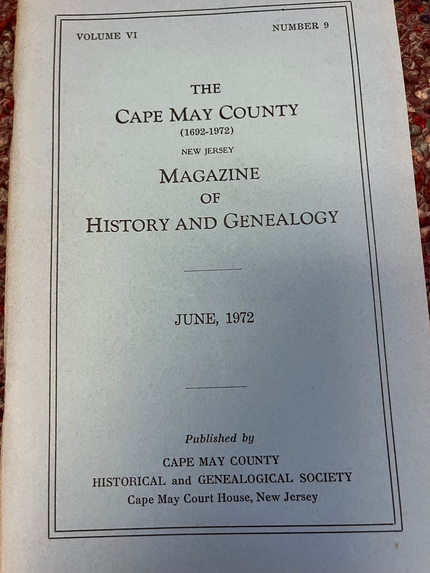 The Cape May County Magazine of History & Genealogy - 1972