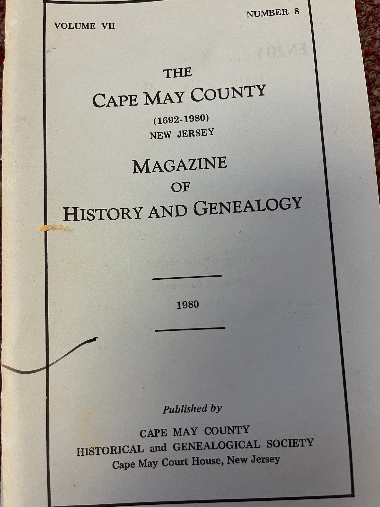 The Cape May County Magazine of History & Genealogy - 1980