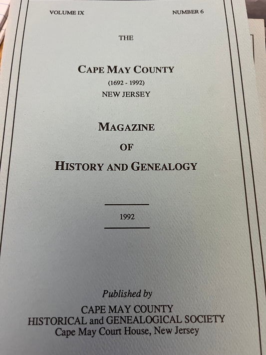 The Cape May County Magazine of History & Genealogy - 1992