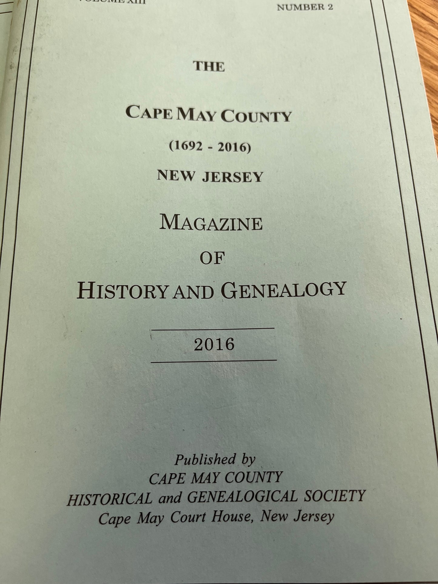 The Cape May County Magazine of History & Genealogy - 2016