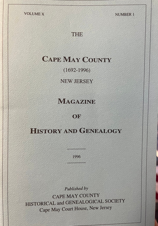 The Cape May County Magazine of History & Genealogy - 1996