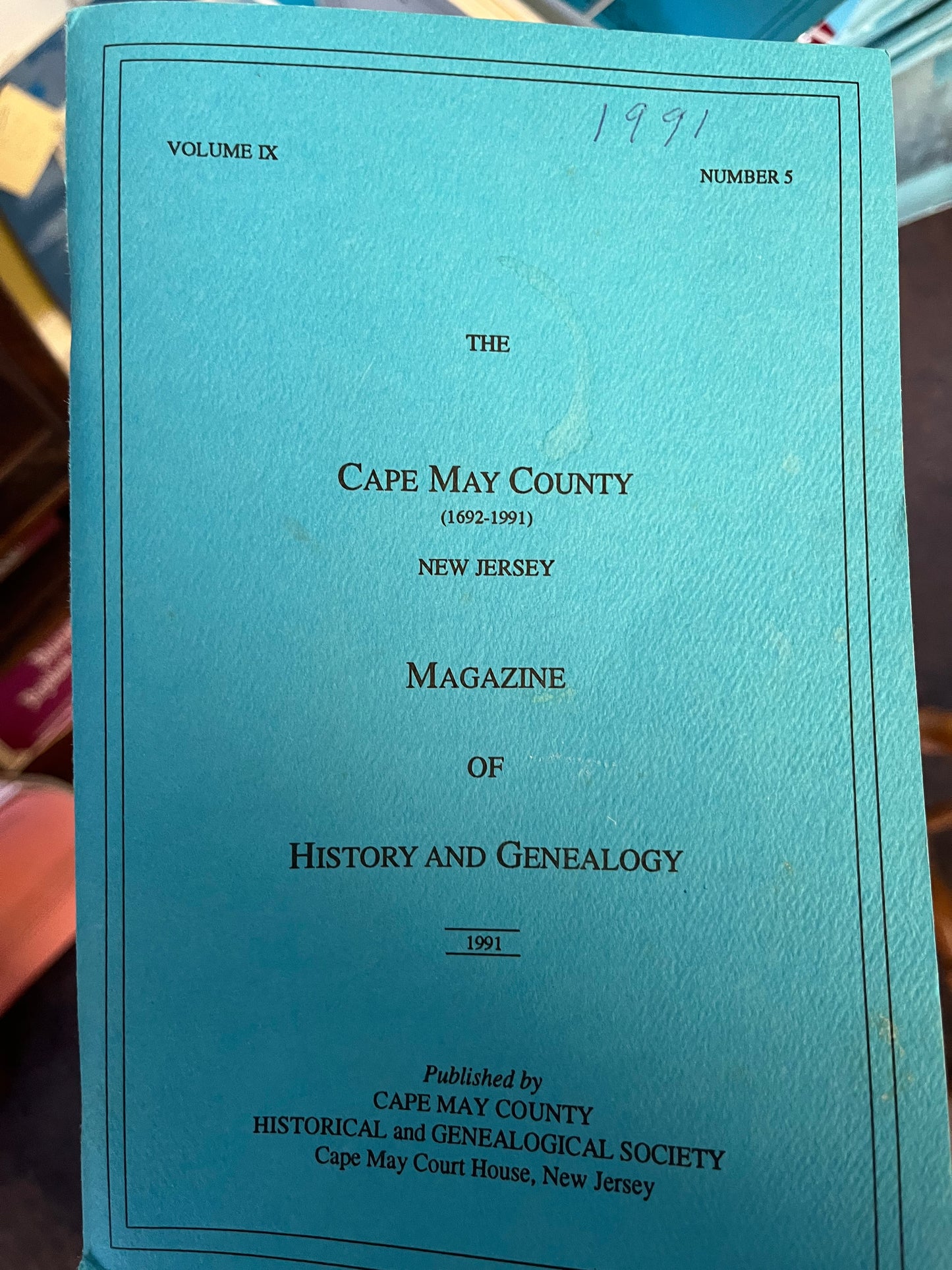 The Cape May County Magazine of History & Genealogy - 1991