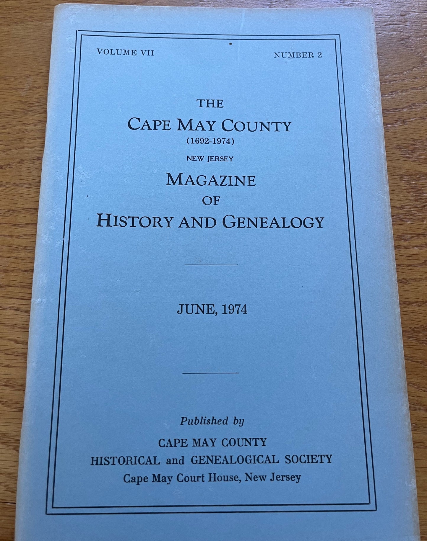 The Cape May County Magazine of History & Genealogy - 1974